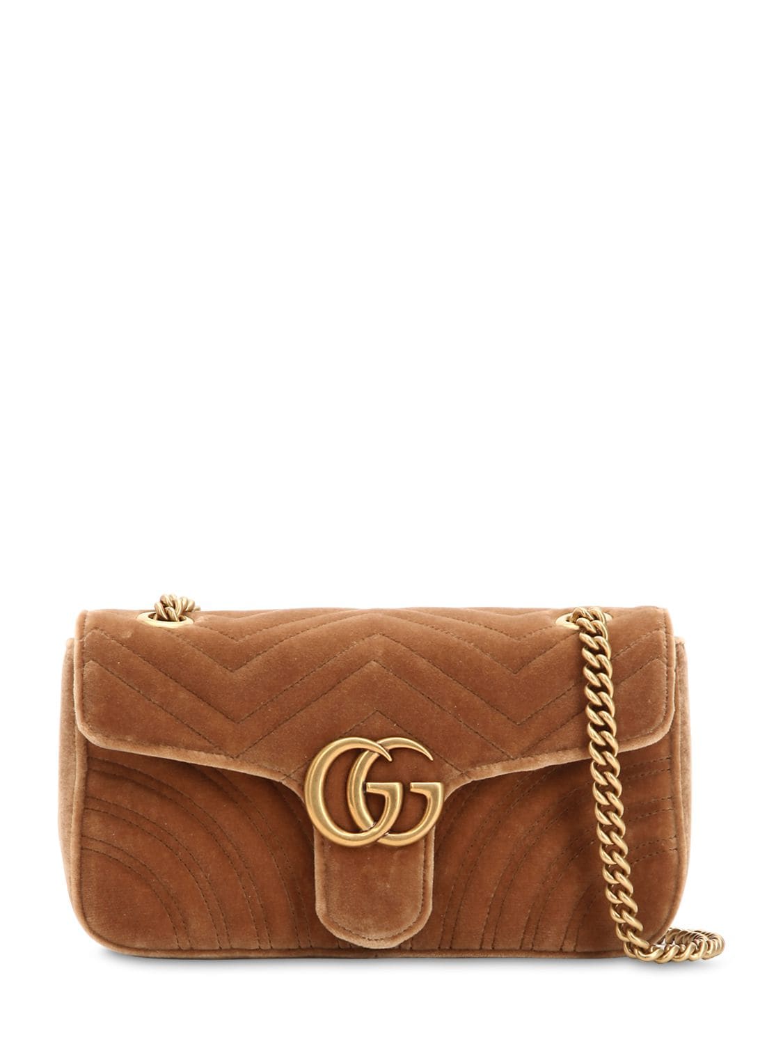 Gucci Small Gg Marmont 2.0 Velvet Shoulder Bag In Beige