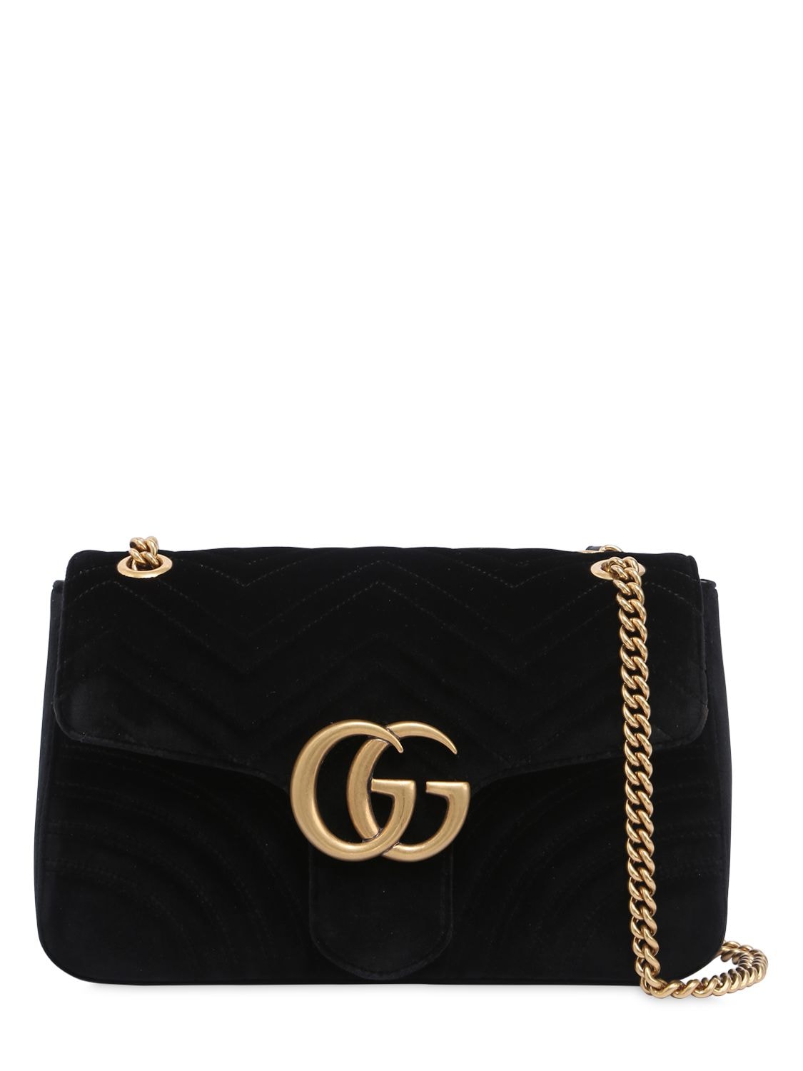 Gucci Medium Gg Marmont 2.0 Velvet Bag In Black