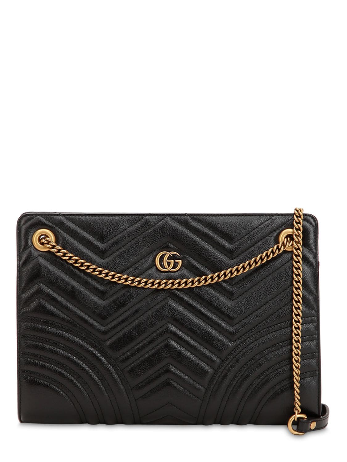 Gucci Gg Marmont Leather Shoulder Bag In Black