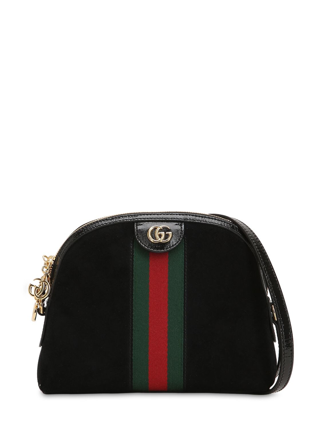 Gucci Small Ophidia Suede Shoulder Bag In Black