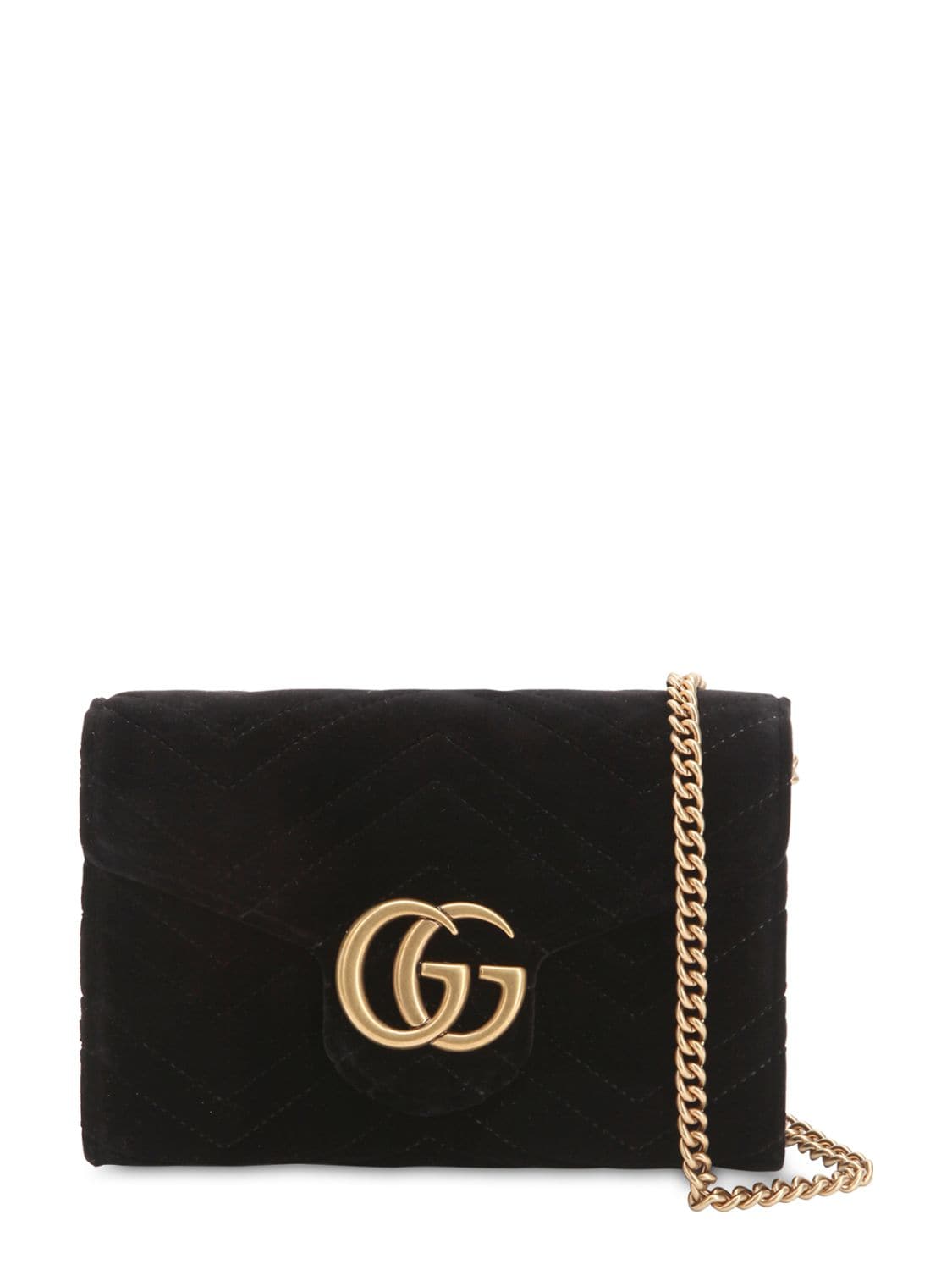 Gucci Gg Marmont Velvet Shoulder Bag In Black