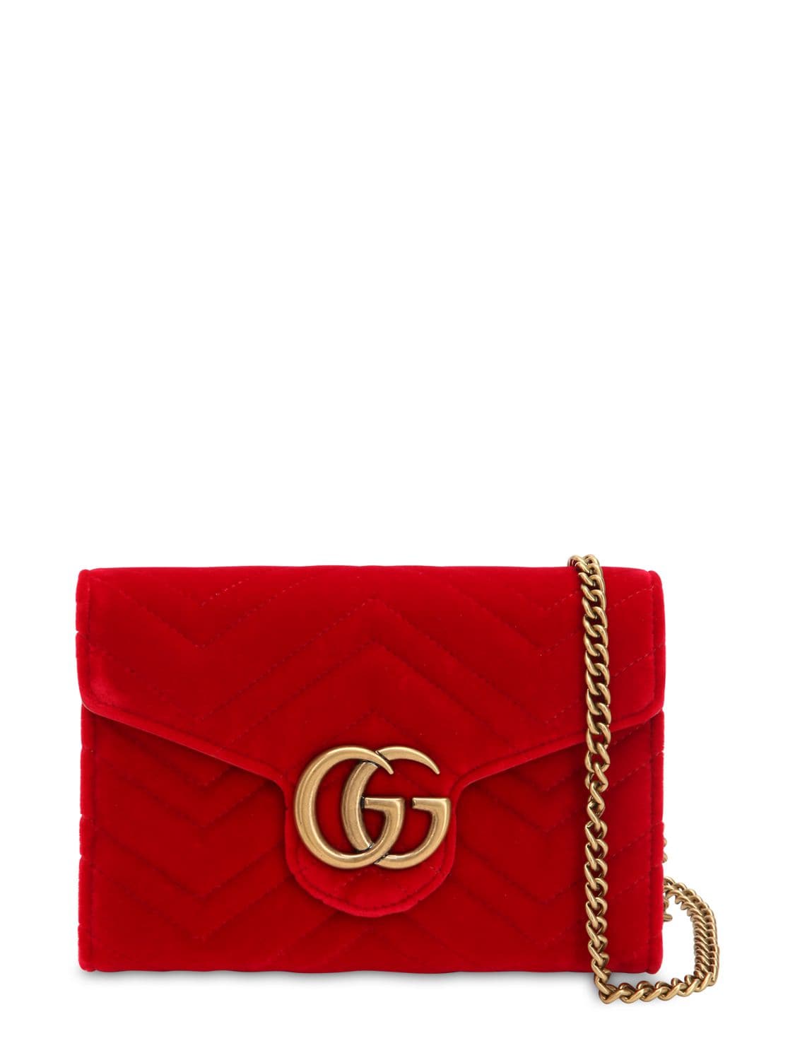 Gucci Gg Marmont Velvet Shoulder Bag In Red