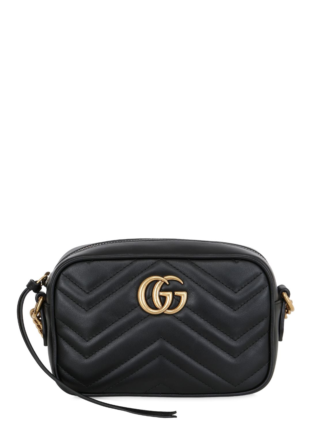 Gucci Mini Gg Marmont 2.0 Leather Camera Bag In Black
