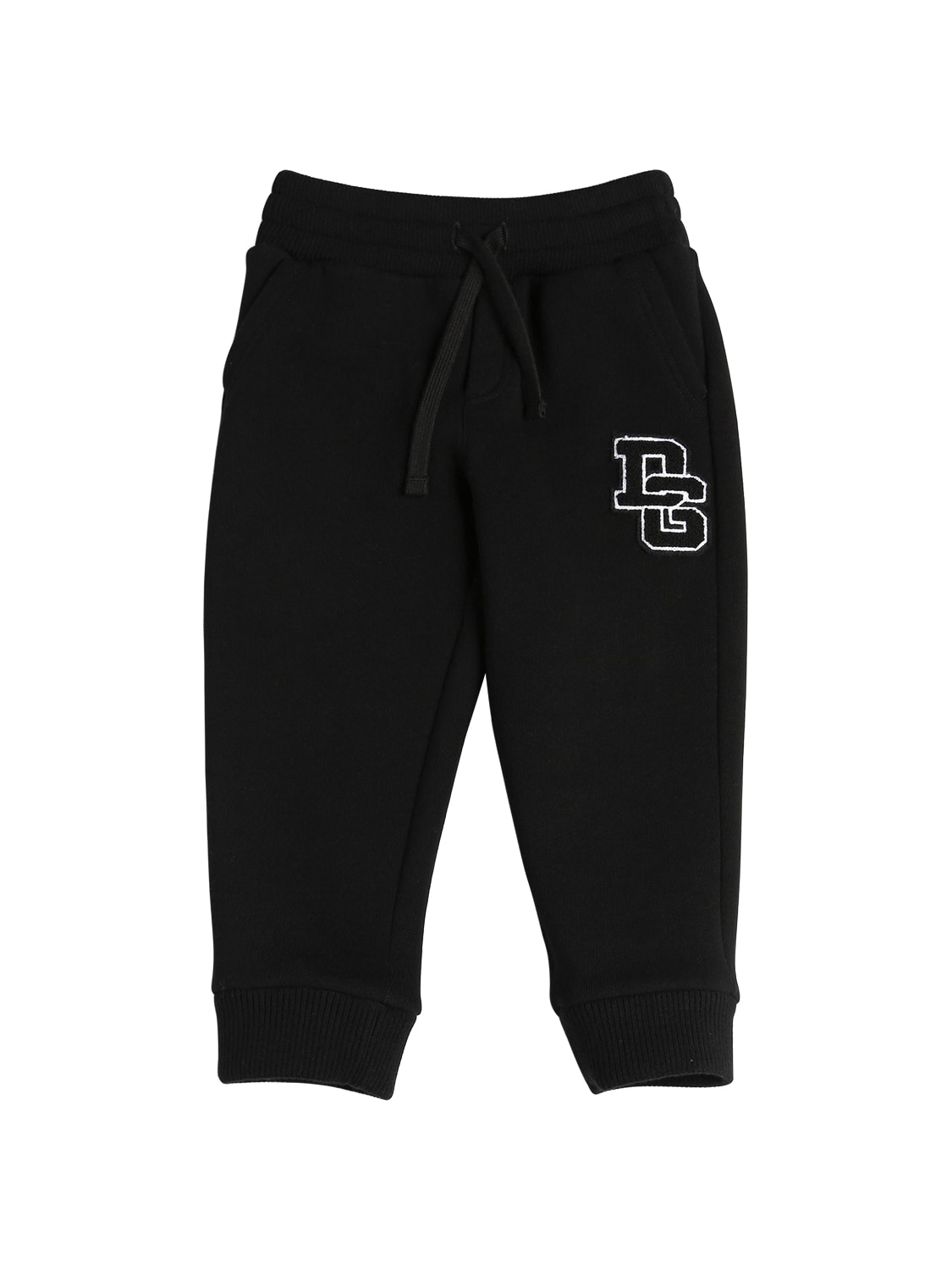 Dolce & Gabbana Kids' Dg Patch Cotton Sweatpants In Black