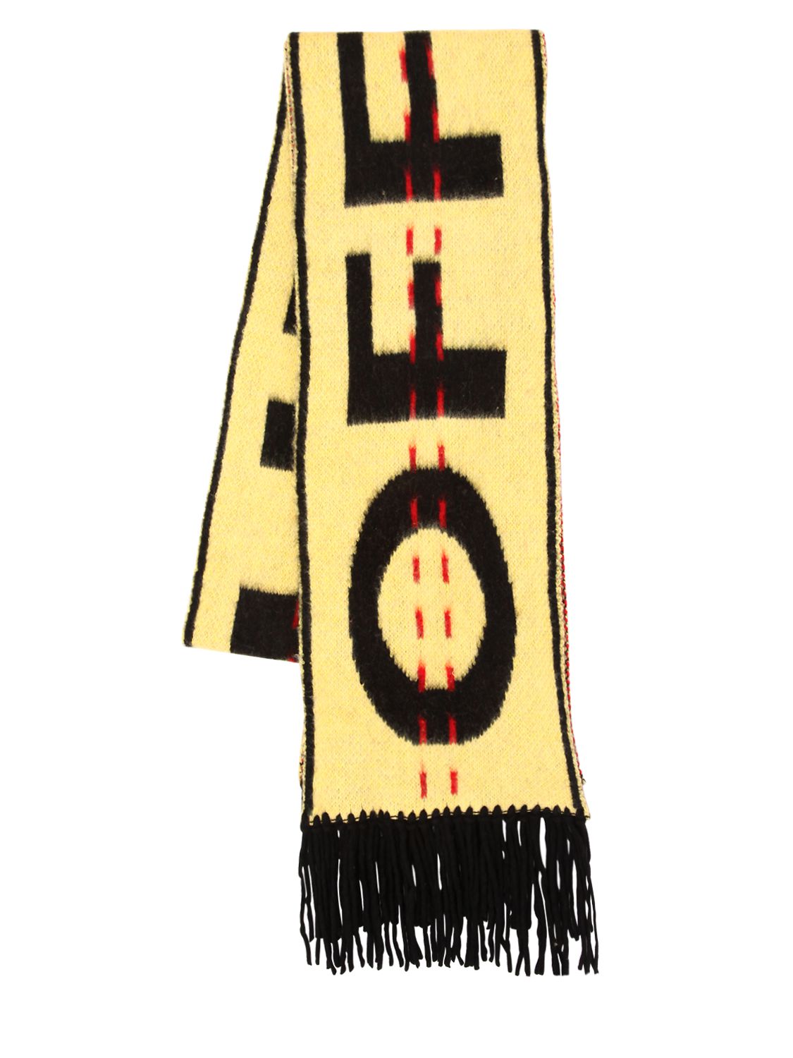 Off-white Logo-intarsia Wool Knit Oversized Scarf In Yellow