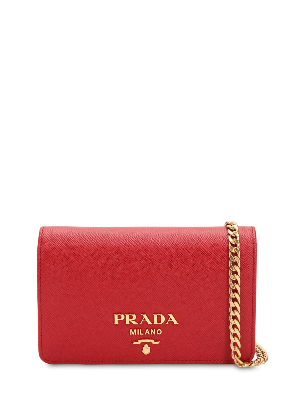 Prada Red Saffiano Leather Shoulder Bag
