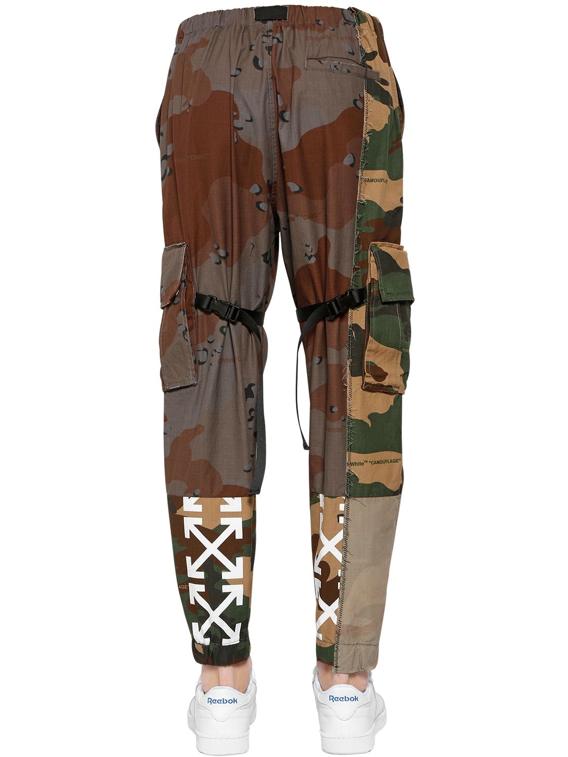 Off-white Reconstructed Camouflage Cotton Cargo Trousers In Brown