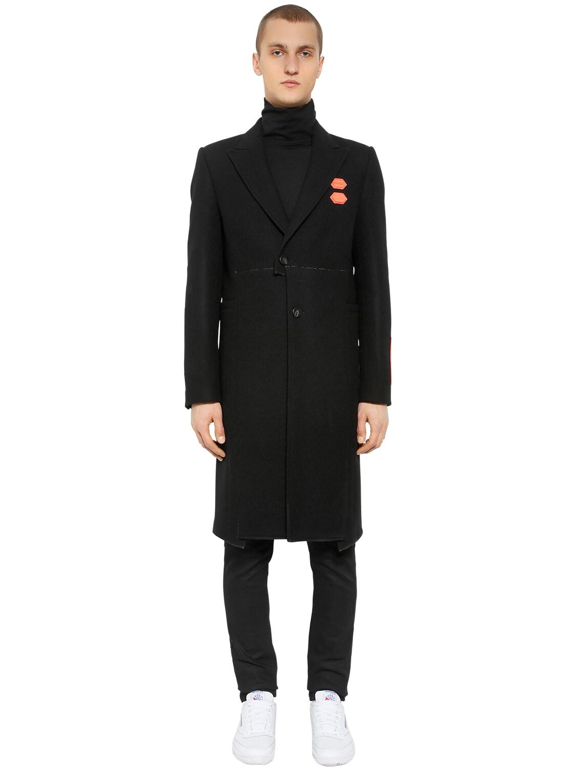 OFF-WHITE LOGO PATCHES WOOL BLEND CLOTH COAT,68IJRD027-MTAwMA2