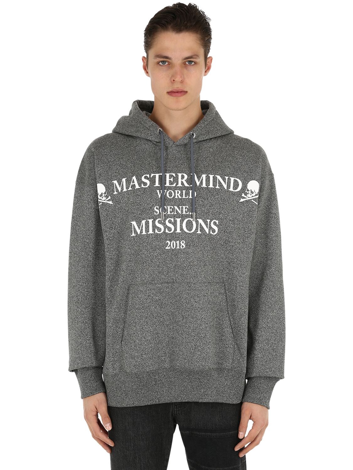 Mastermind Japan Missions Printed Sweatshirt Hoodie In Heather Grey