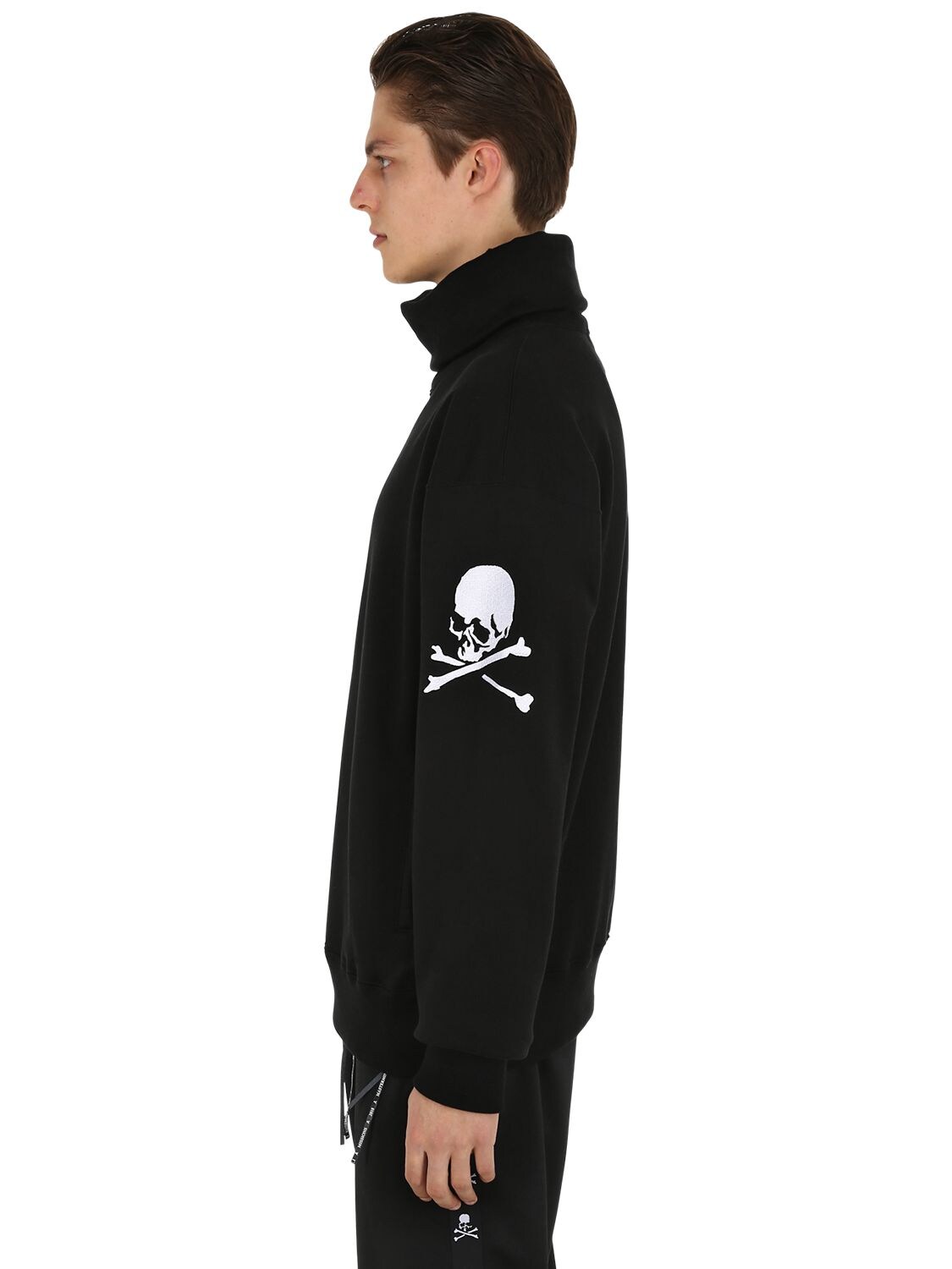 Mastermind Japan Skull Embroidered High Collar Sweatshirt In Black