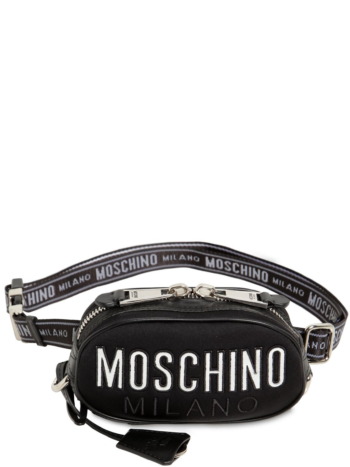 Moschino Nylon Belt Pack In Black/silver