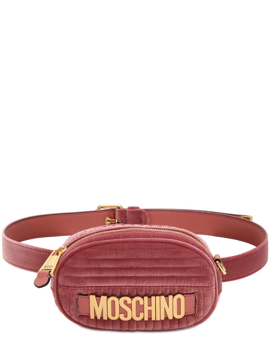 Moschino Velvet Belt Pack In Pink