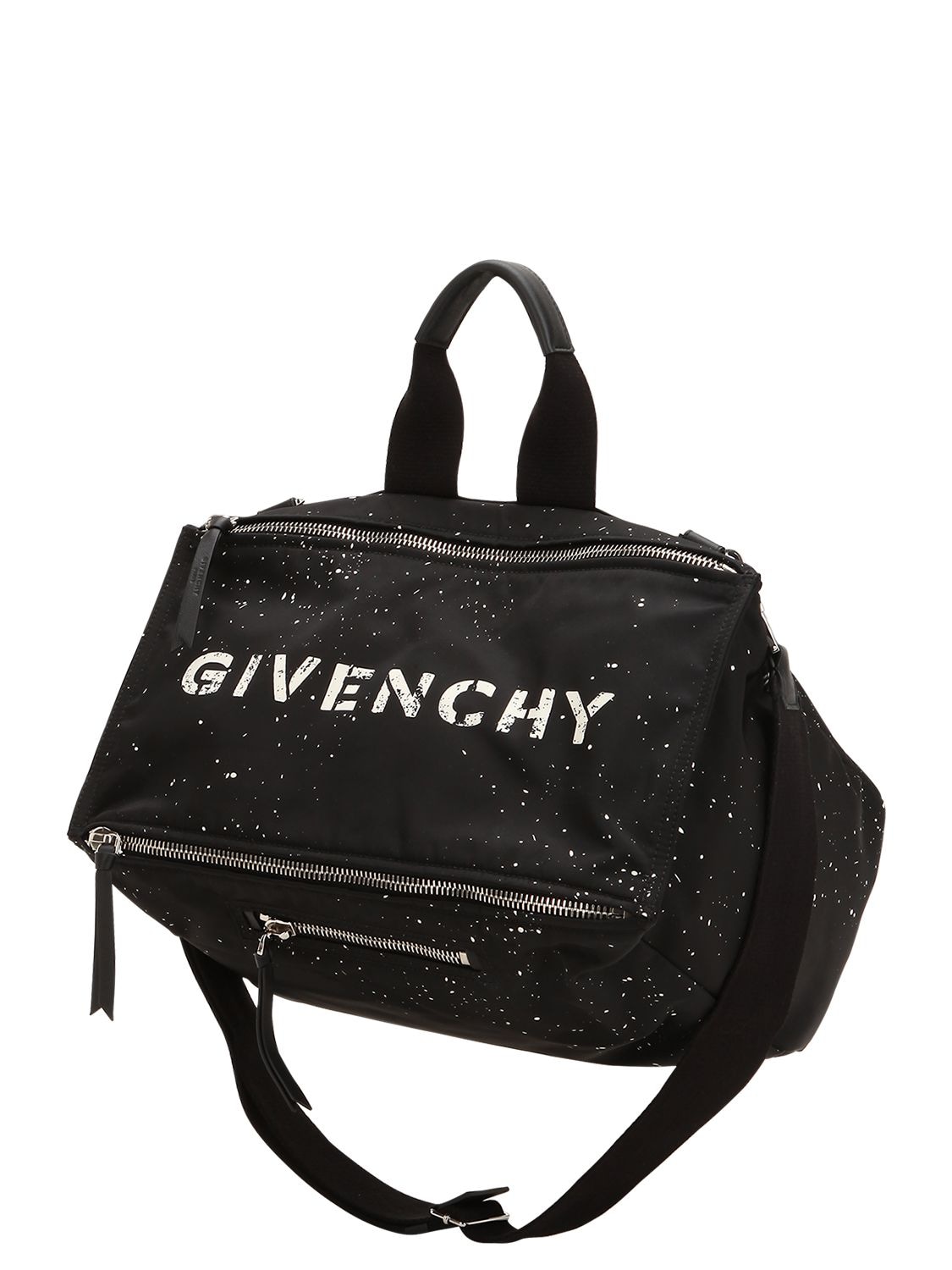 Givenchy Pandora Logo Printed Nylon Bag In Black