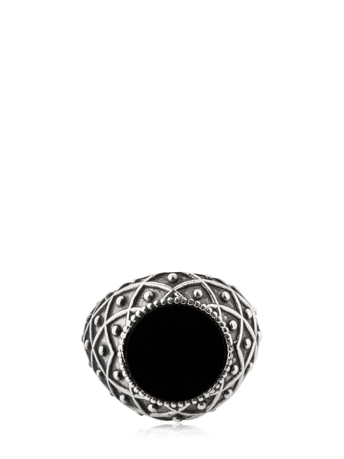 Emanuele Bicocchi Stone Onyx & Silver Ring In Silver,black