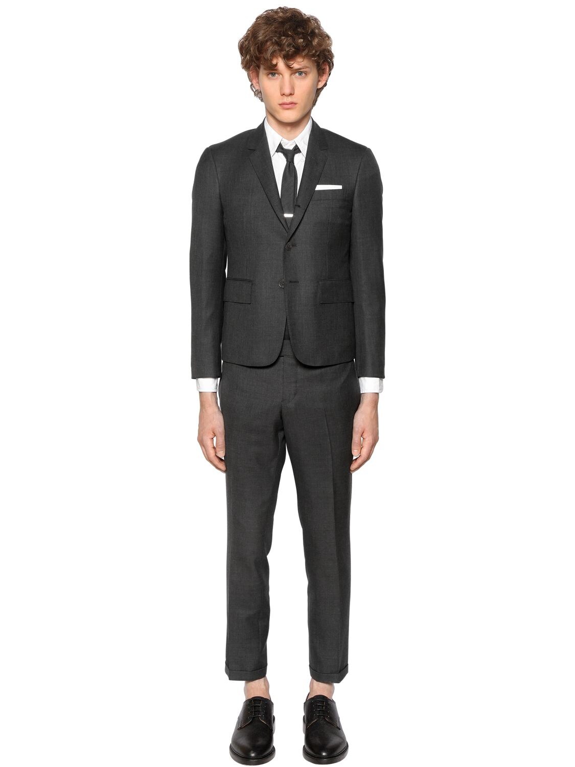 Thom Browne Skinny Fit Light Wool Gabardine Suit In Dark Grey