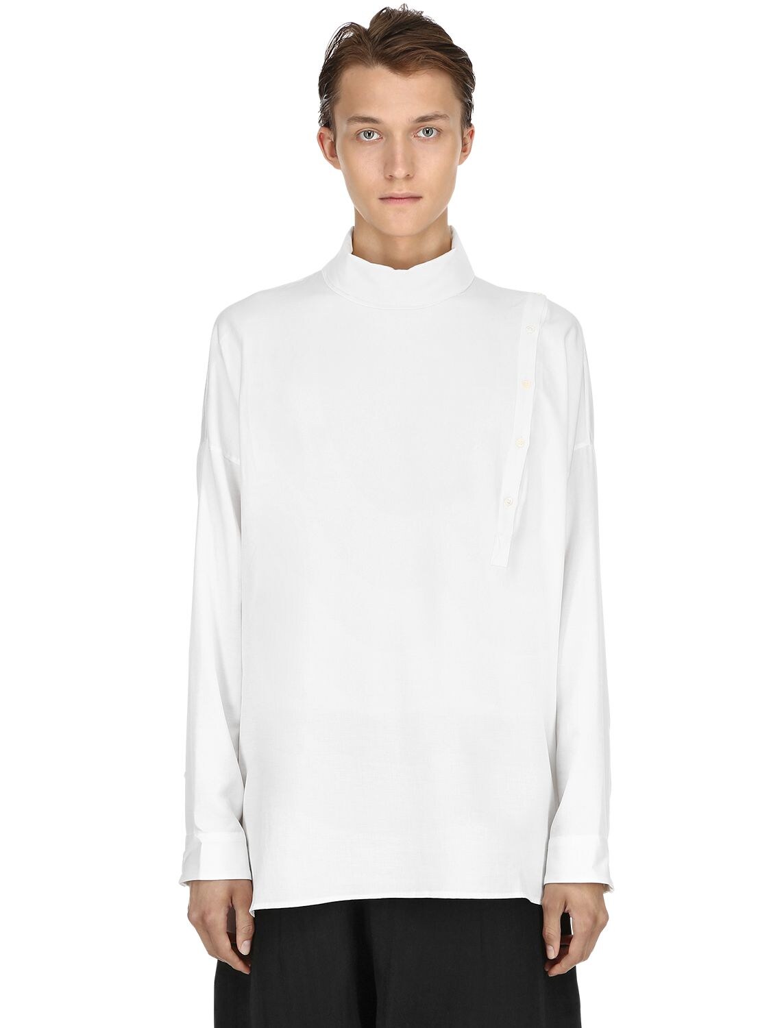 Isabel Benenato High Cotton Cotton Jersey Shirt In White