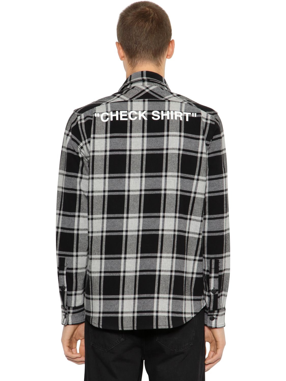 Off-white "check Shirt" Cotton Flannel Shirt In Grey