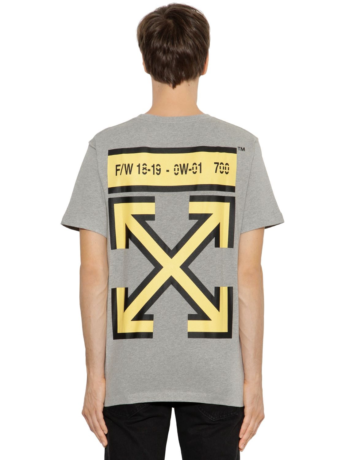 Off-white Oversized Arrows Print Jersey T-shirt In Grey