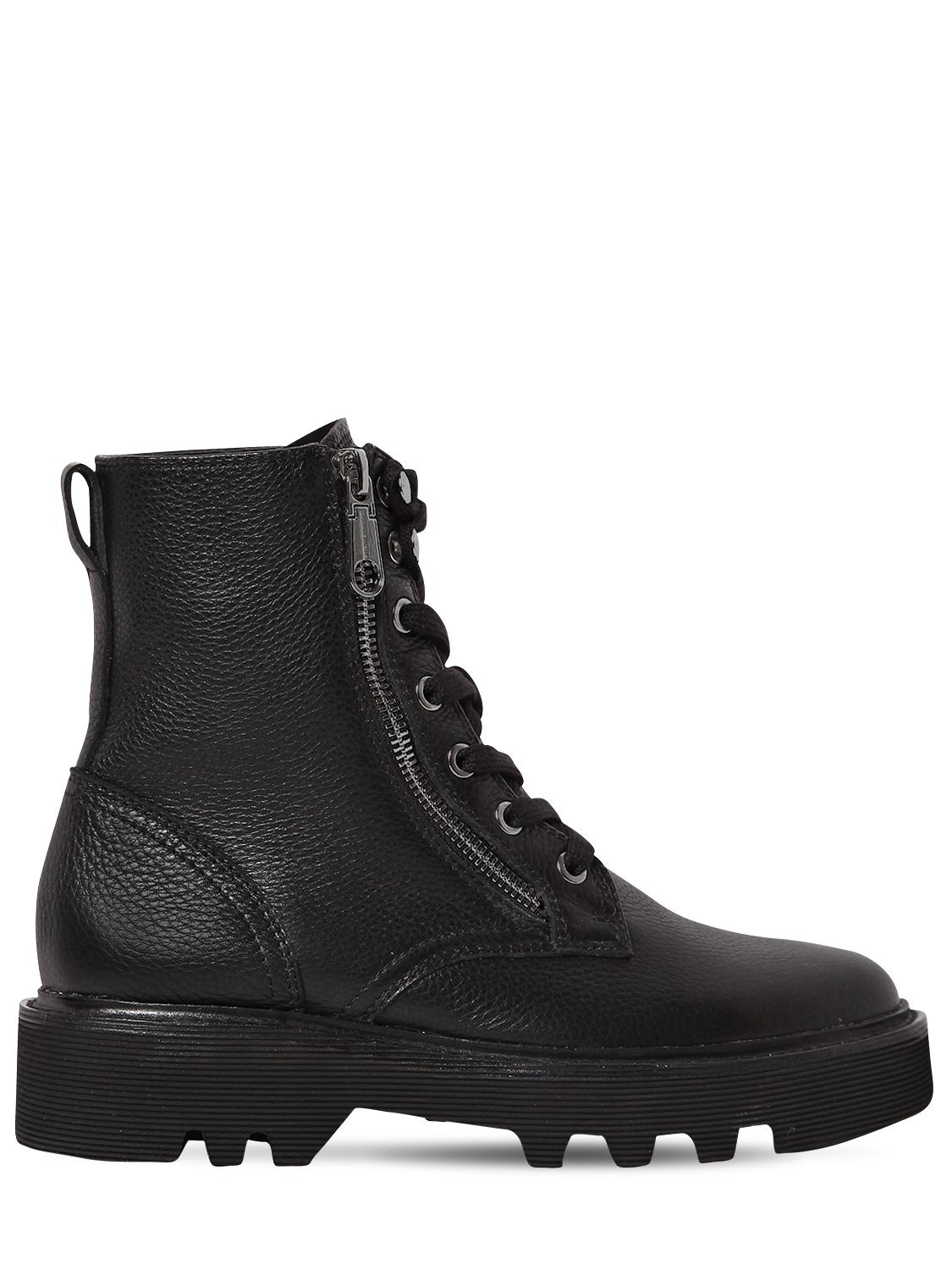 Calvin Klein Jeans Est.1978 30mm Diahne Tumbled Leather Combat Boots In Black