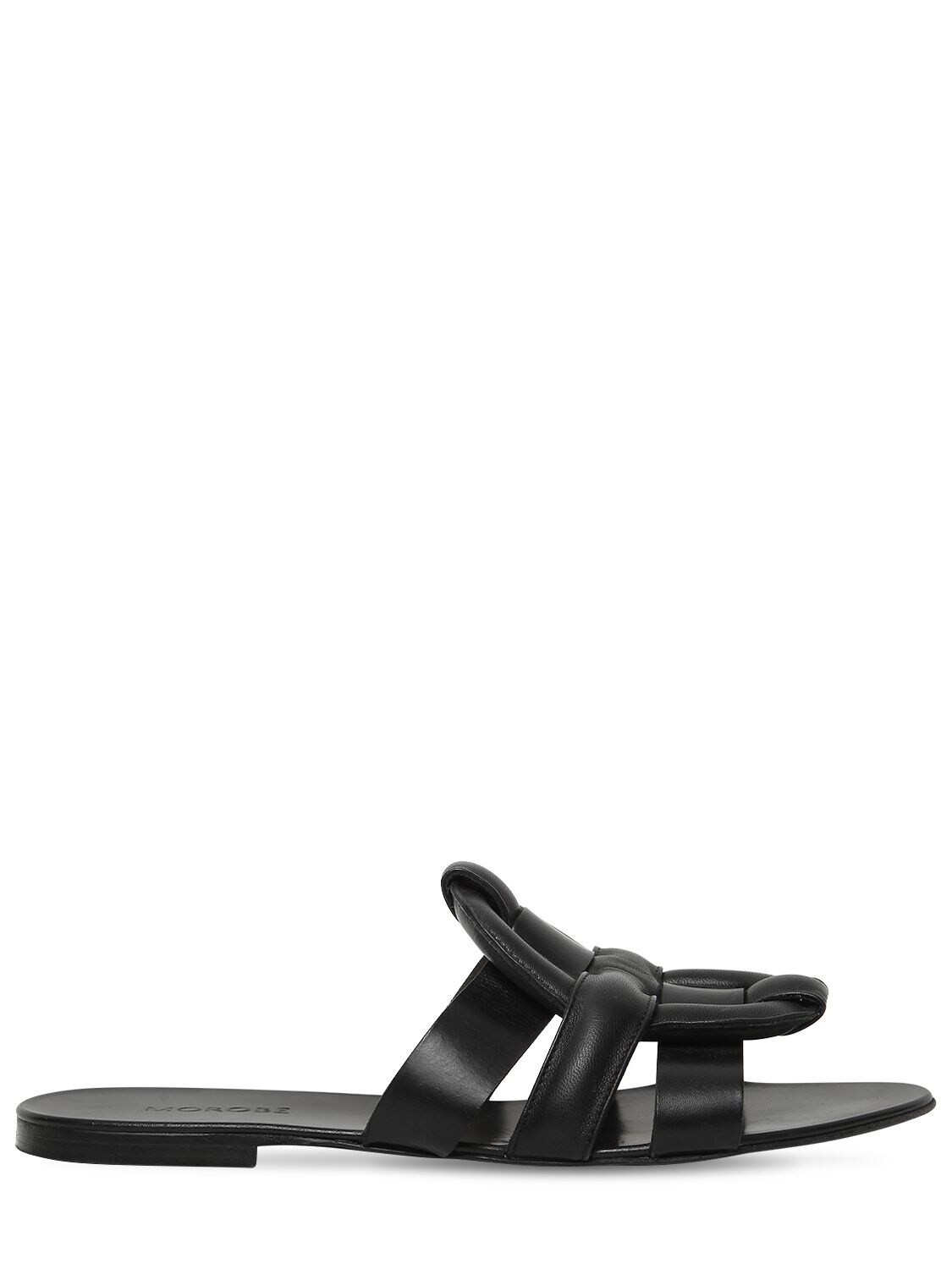 Morobē 20mm Leather Slide Sandals In Black