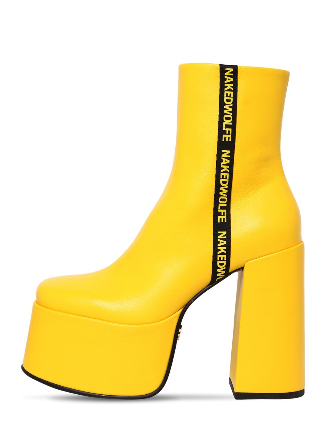 Naked Wolfe 130mm Posh Leather Platform Boots In Yellow