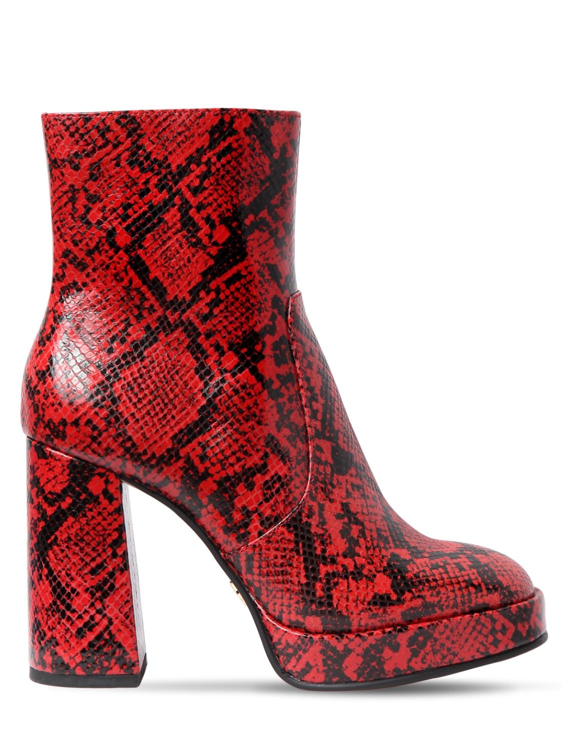 Naked Wolfe 100mm Type Python Print Leather Boots In Red