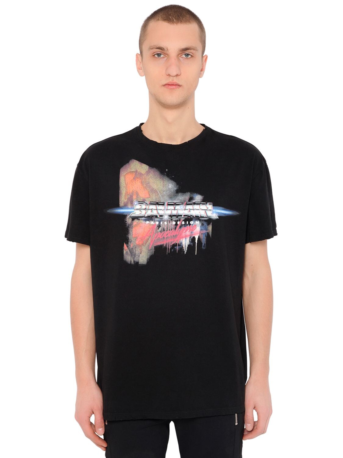 BALMAIN PRINTED COTTON JERSEY T-SHIRT,68IM09003-MTKY0