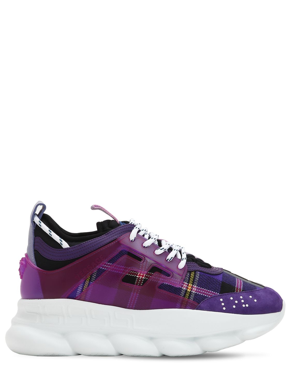 VERSACE CHAIN REACTION WOOL PLAID SNEAKERS,68IM7E005-RE1DVKW1