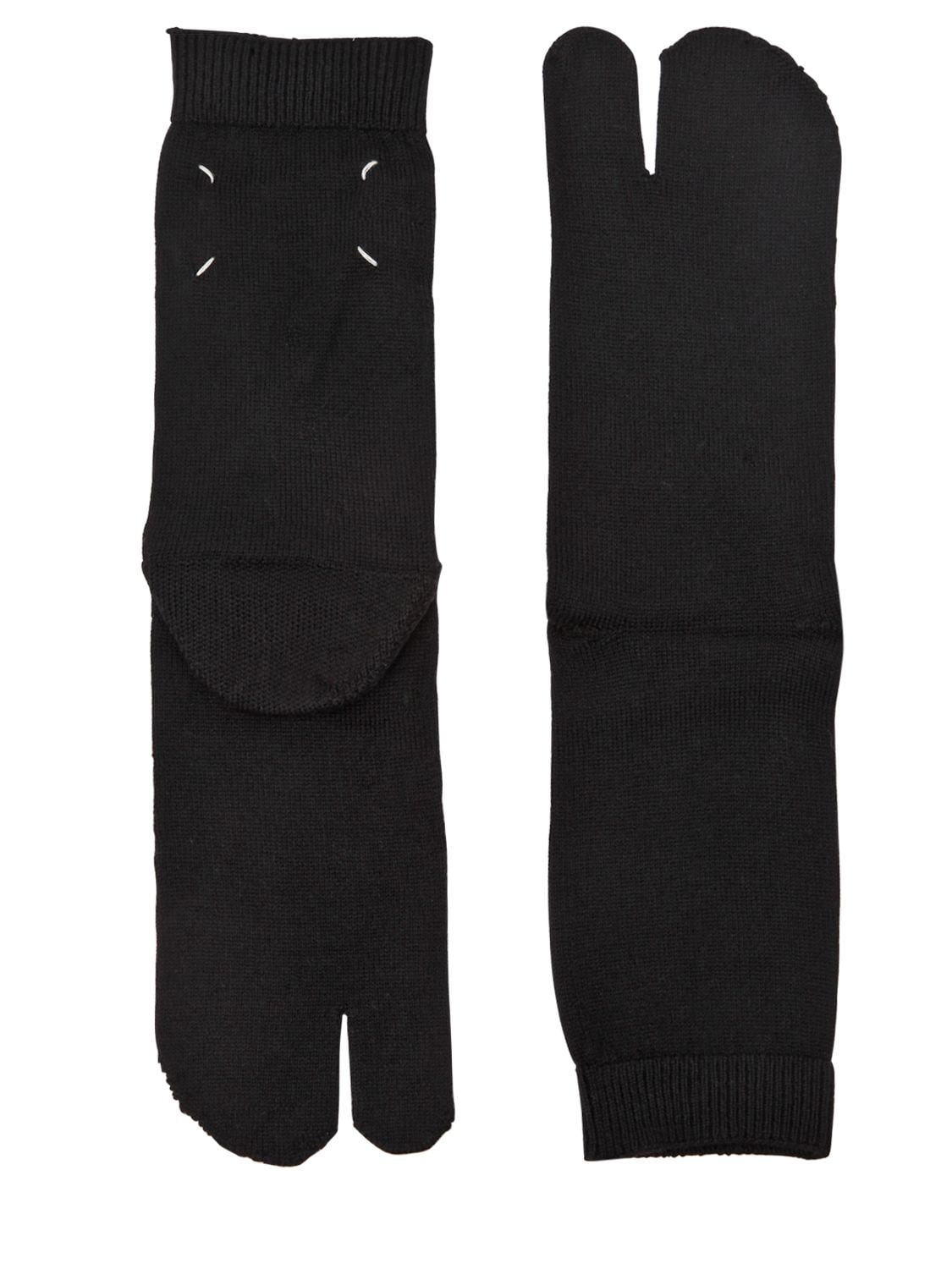 Maison Margiela Tabi Wool Knit Socks In Black