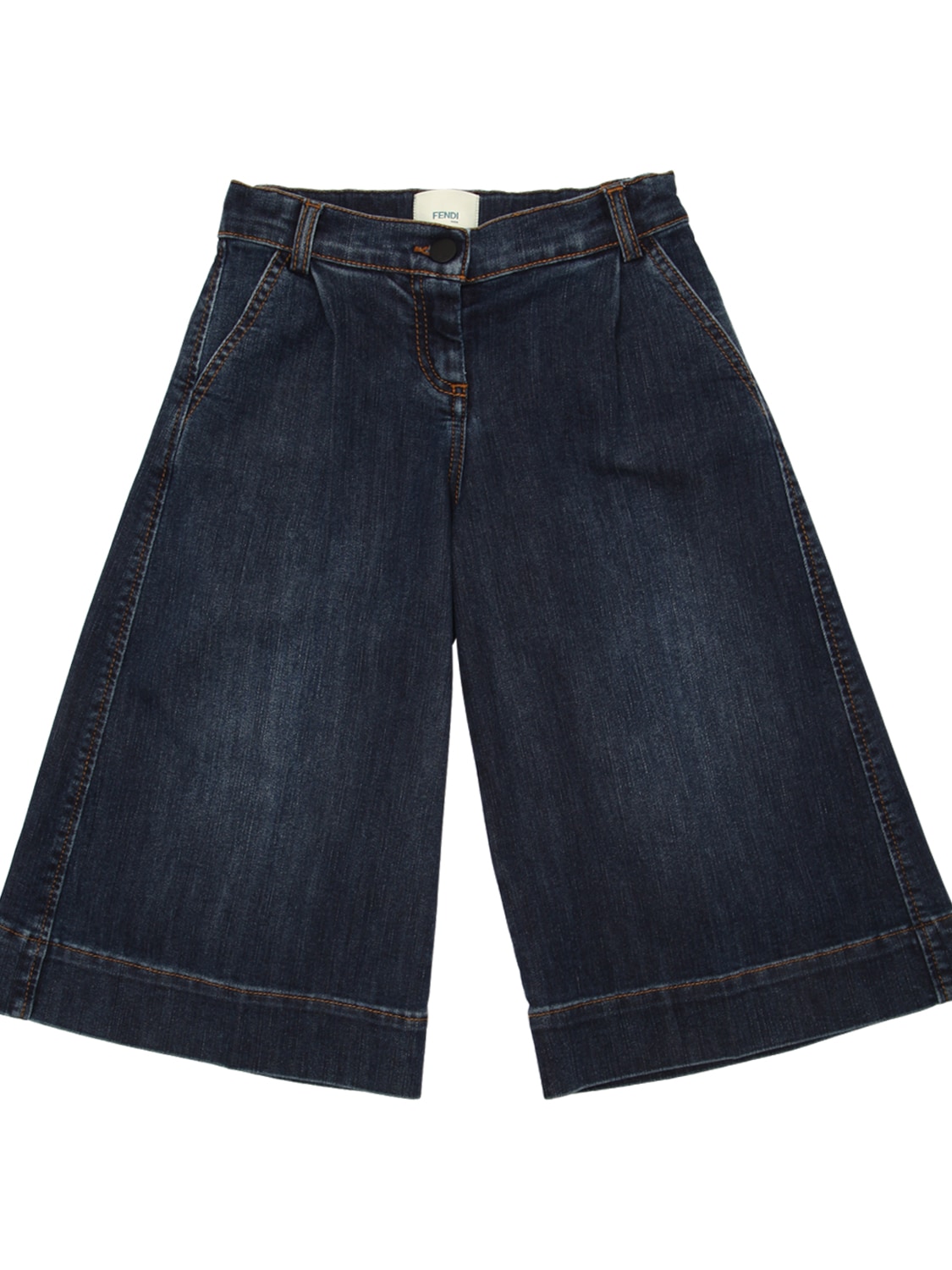 Fendi Kids' Stretch Wide Leg Denim Jeans