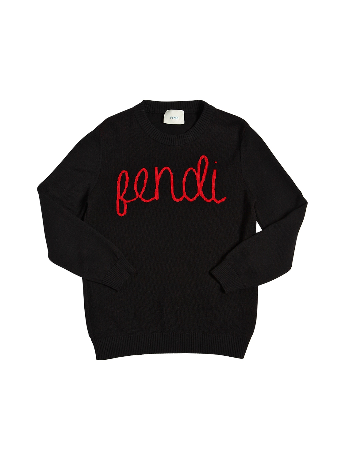 Fendi Kids' Cotton & Cashmere Knit Sweater In Black