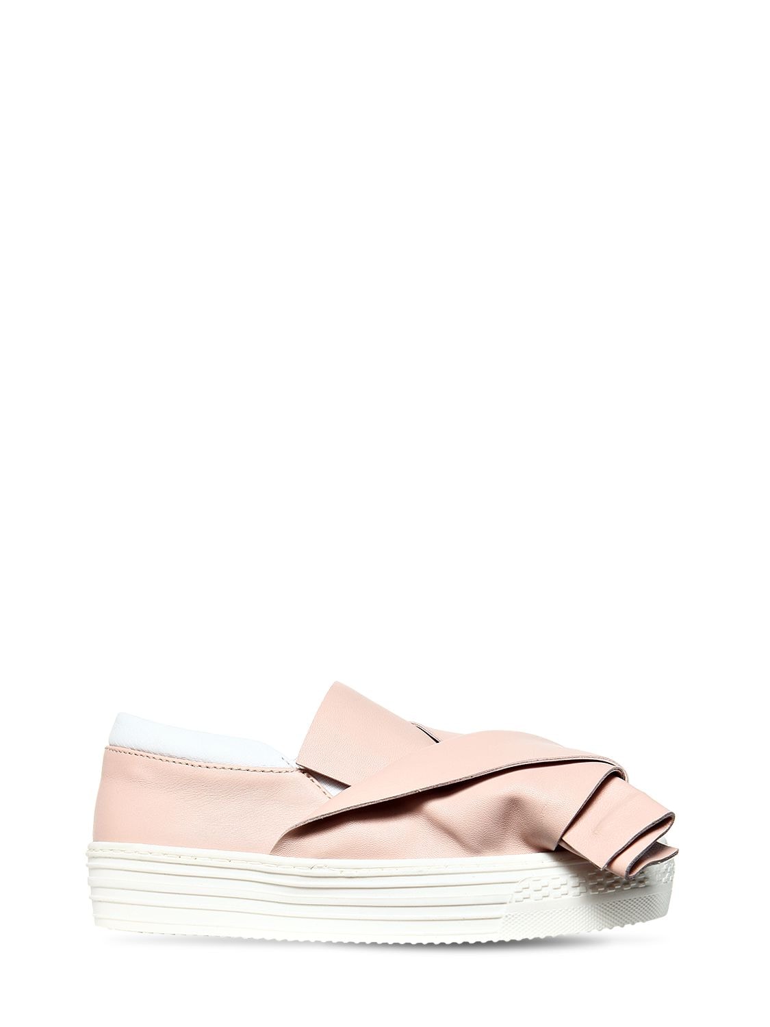 N°21 Kids' Bow Nappa Leather Slip-on Sneakers In Pink