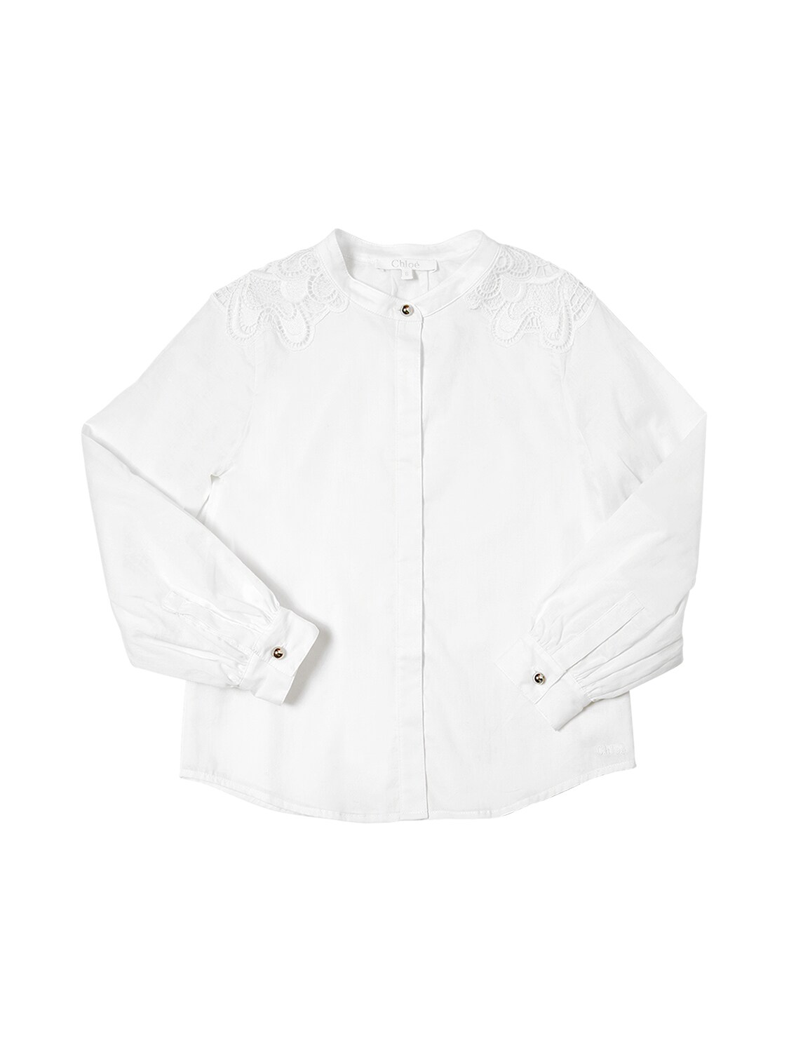 Chloé Kids' Doubled Cotton Satin Shirt In White