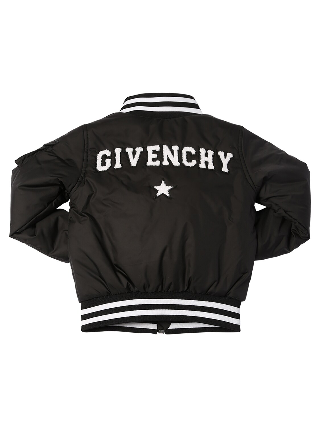 Givenchy Kids' Padded Nylon Bomber Jacket In Black