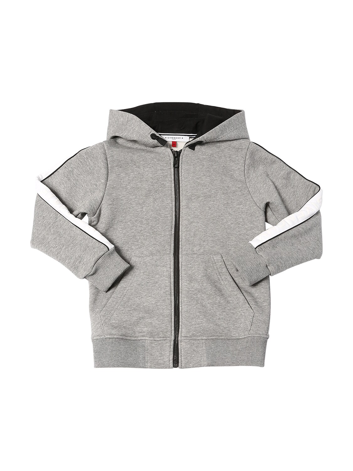 Givenchy Kids' Logo Band Hooded Cotton Sweatshirt In Grey