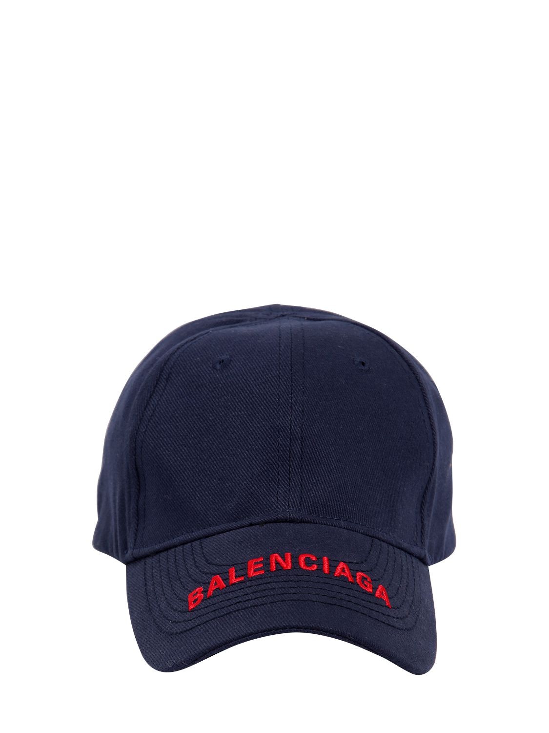 BALENCIAGA LOGO EMBROIDERED GABARDINE HAT,68IOFW032-NDEwMA2