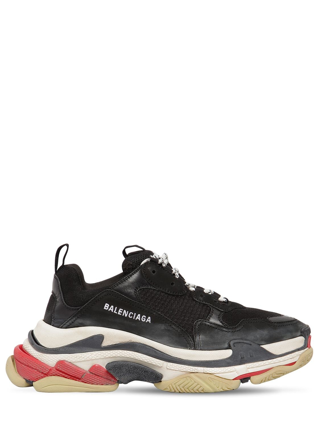 balenciaga triple s suede leather and mesh sneakers