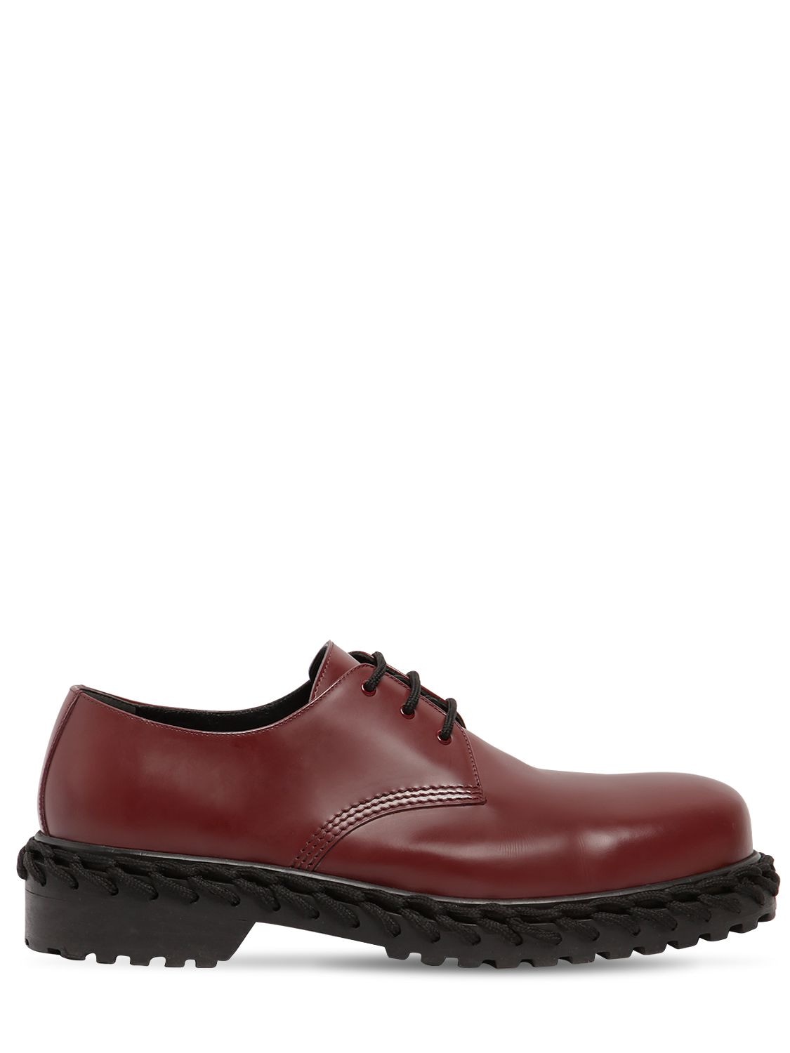 Balenciaga Leather Derby Lace-up Shoes In Bordeaux