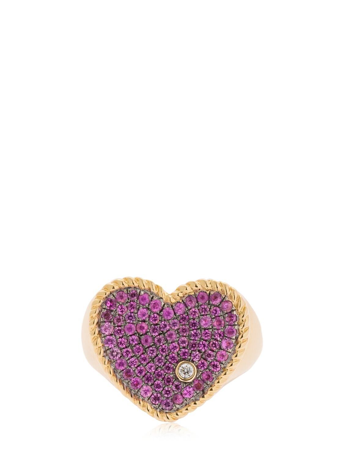 Yvonne Léon Heart 18kt Gold & Sapphire Signet Ring