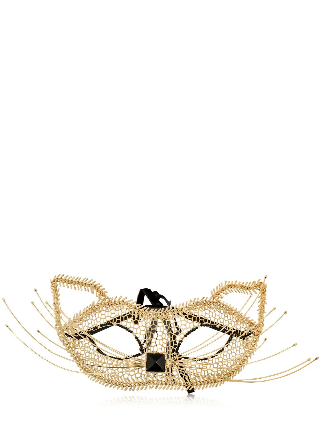 Rosantica Venezia Beaded Cat Mask In Gold