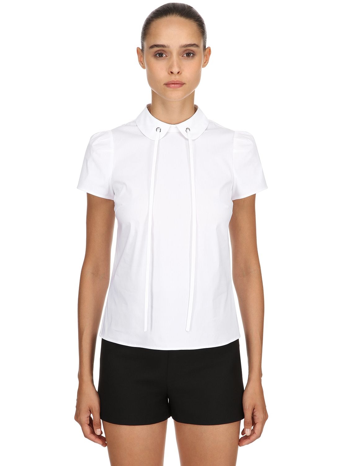 Redv Cotton Poplin Blouse With Bow Detail In White