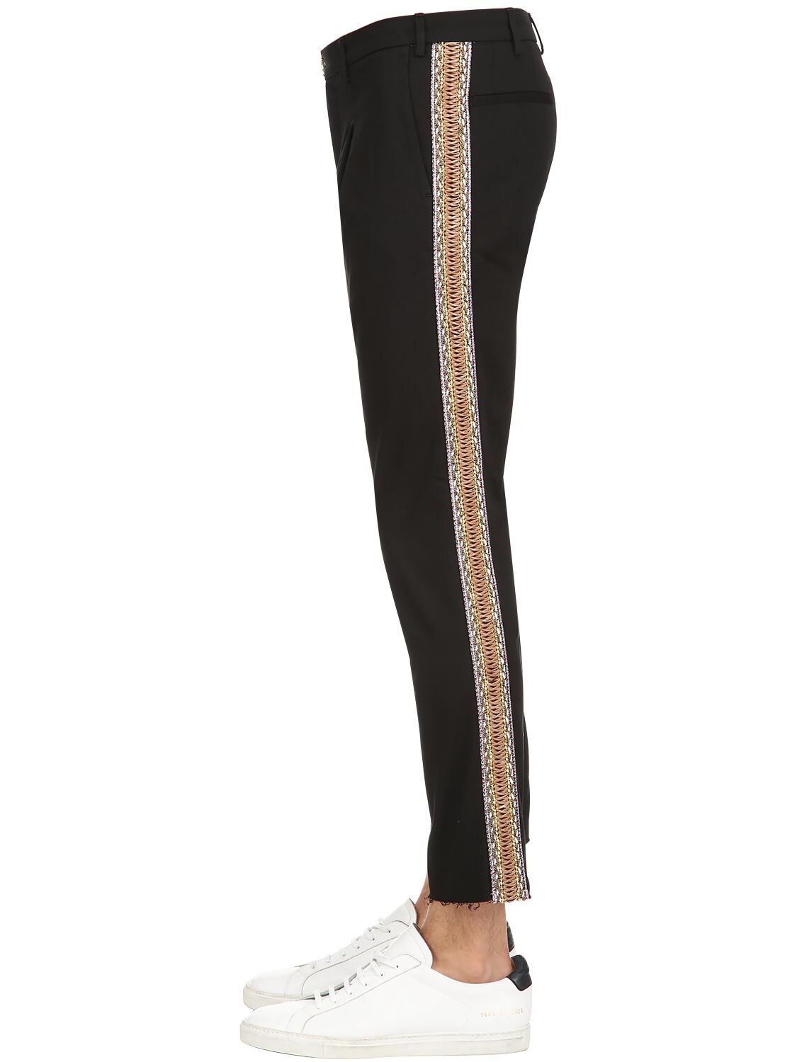 Selectio Embellished Cotton Blend Trousers In Black