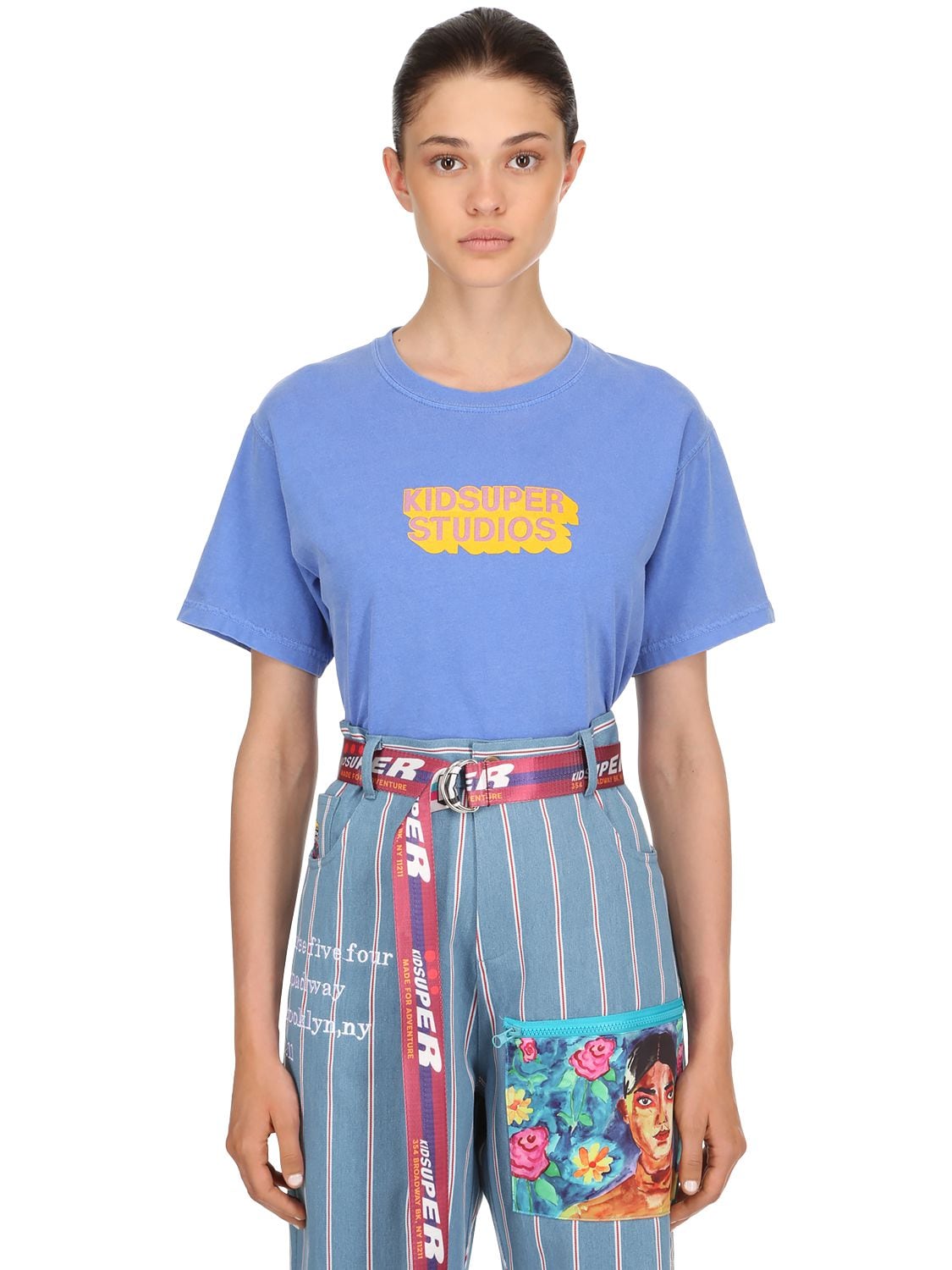 Kidsuper Logo Printed Cotton Jersey T-shirt In Blue