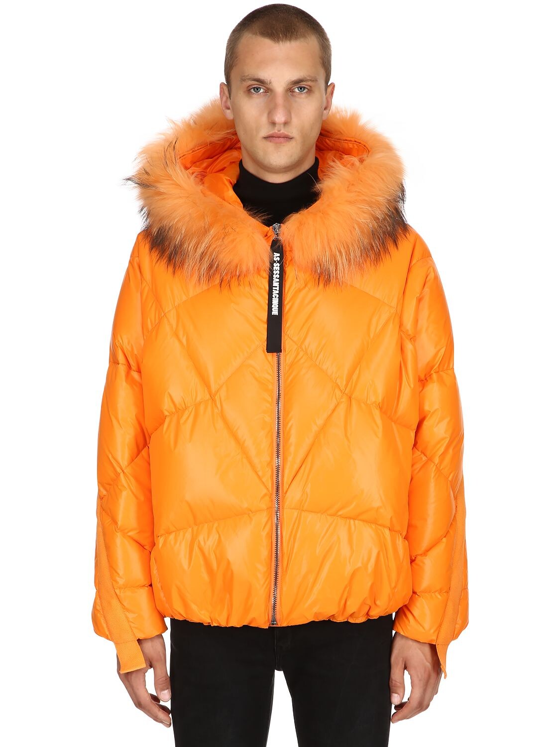 As65 Goose Down Jacket With Fur In Orange