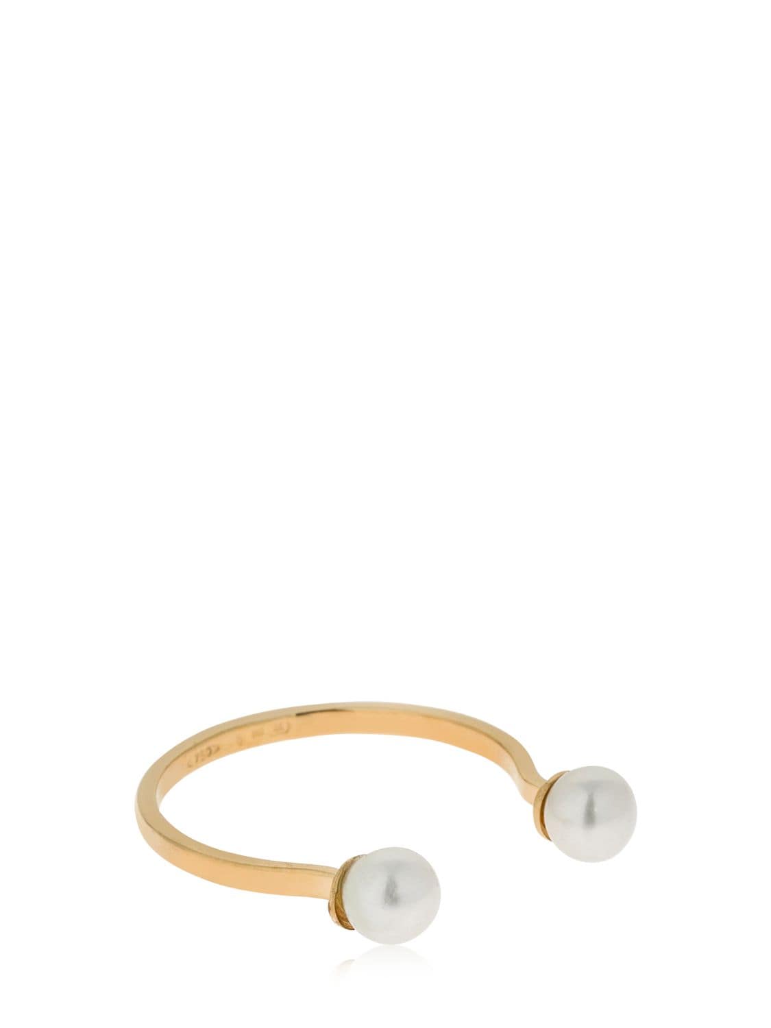 Shop Delfina Delettrez 18kt Double Pearl Ring In Gold,perle