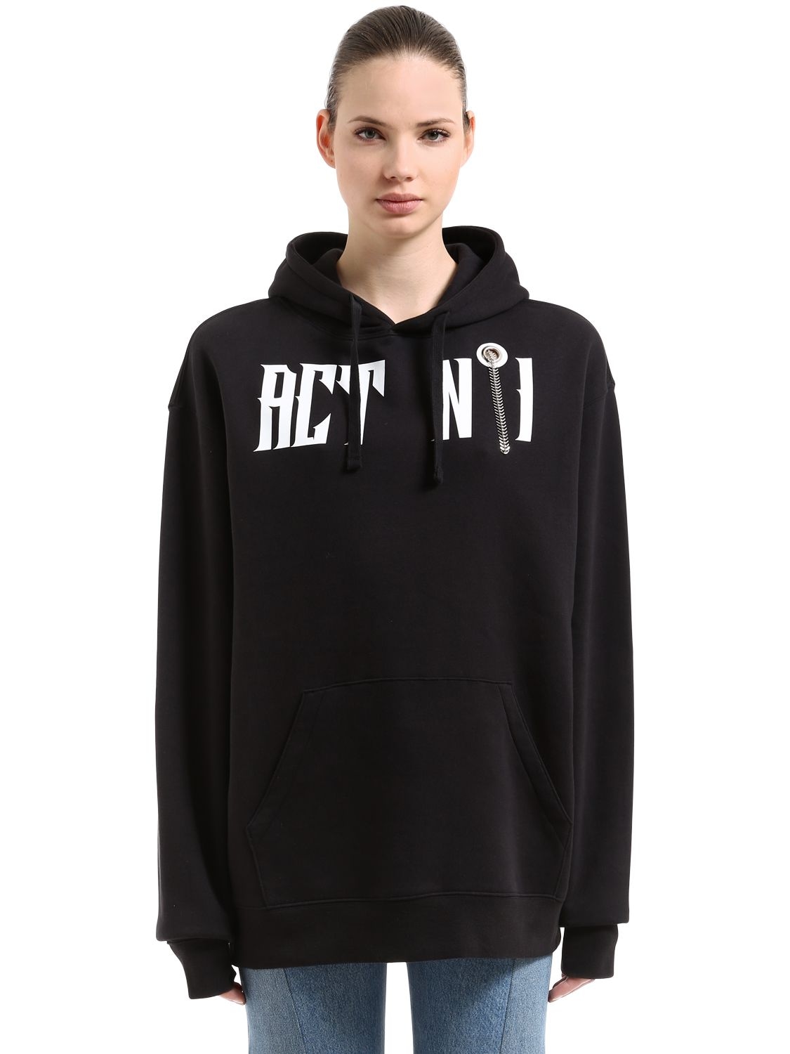 Act N°1 Oversized Logo Print Sweatshirt Hoodie In Black
