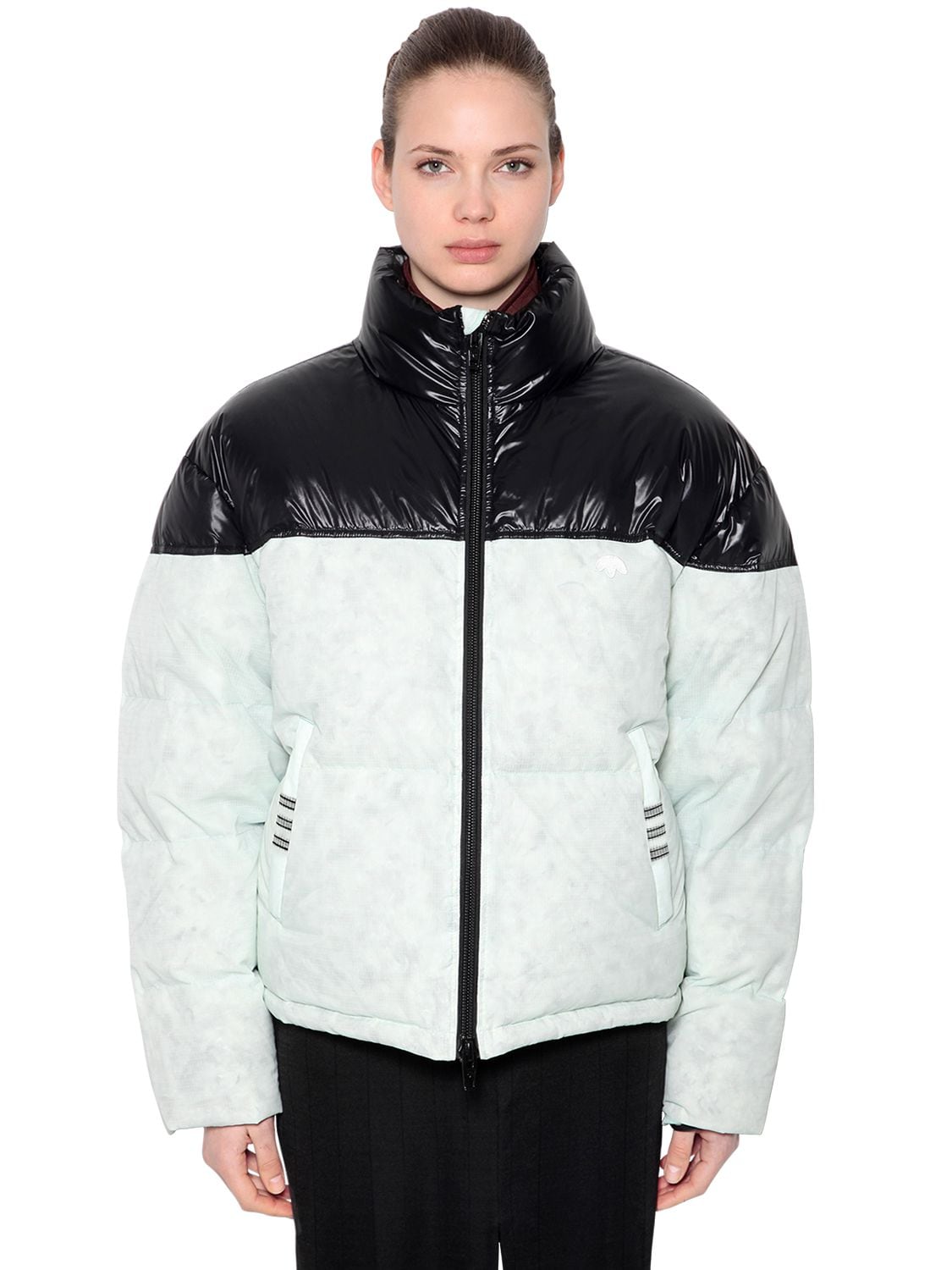 Adidas Originals By Alexander Wang Contrasting Color Down Jacket In White,black