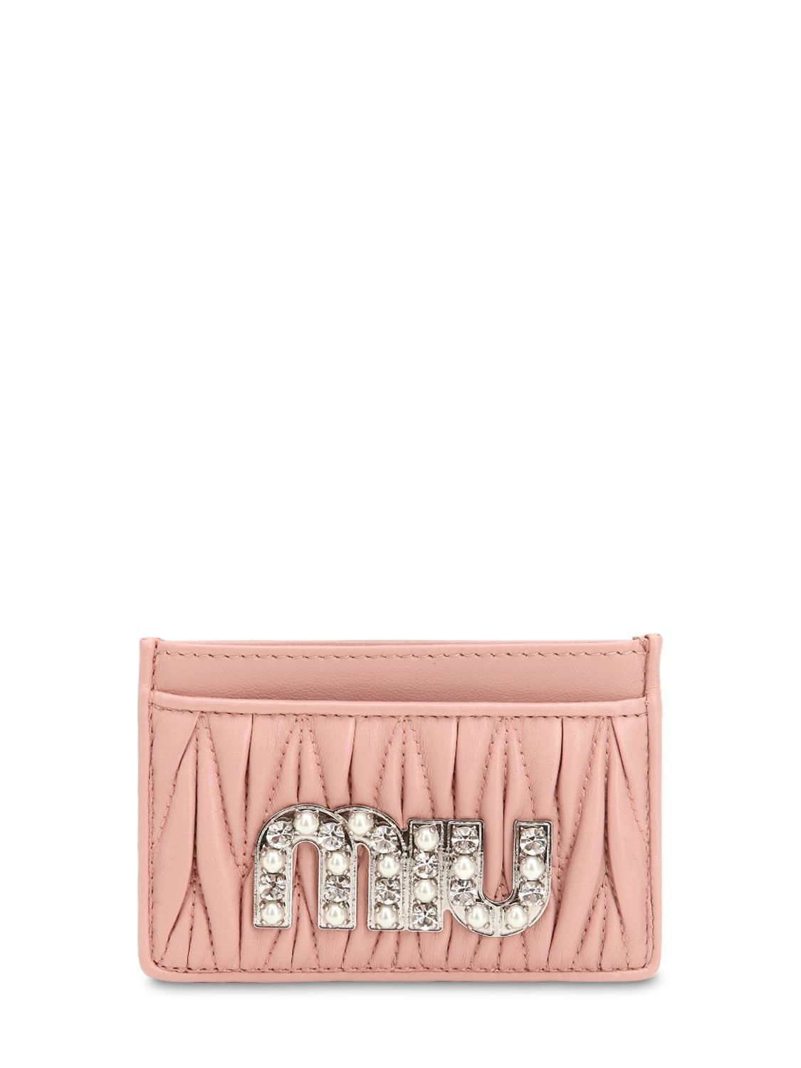 Miu Miu Quilted Leather Card Holder In Pink