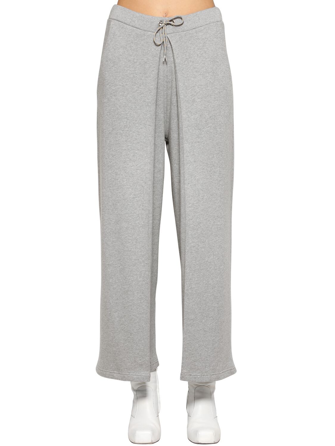 Aalto Fixed Pleats Cotton Jersey Sweatpants In Grey