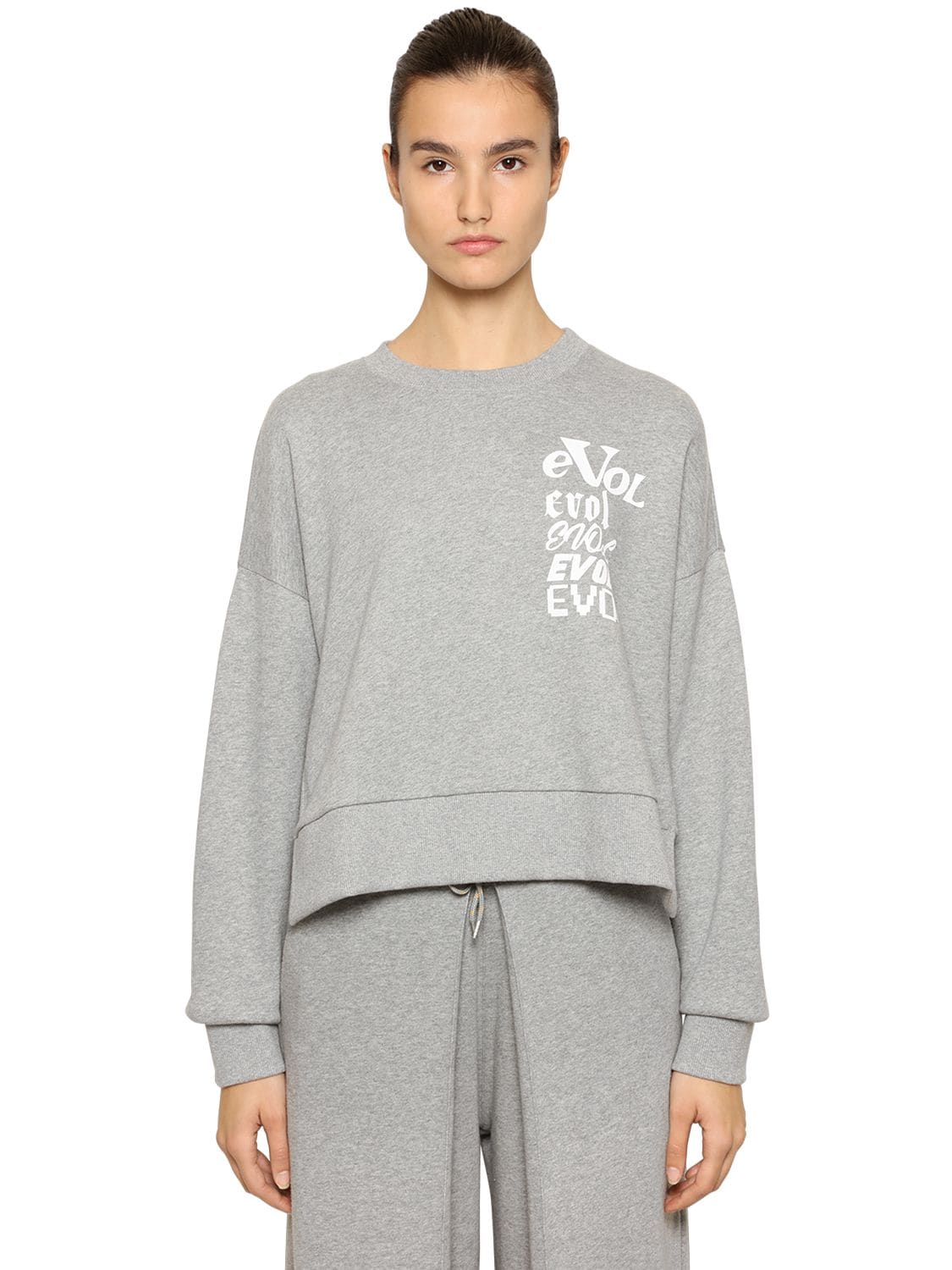 Aalto Evol Printed Cropped Sweatshirt In Grey